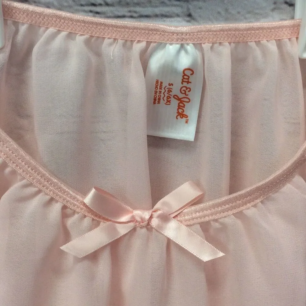Cat & Jack Girl Dance Skirt Size S (6/6x) Pink Bow Ballet Tutu Sheer Theatrical